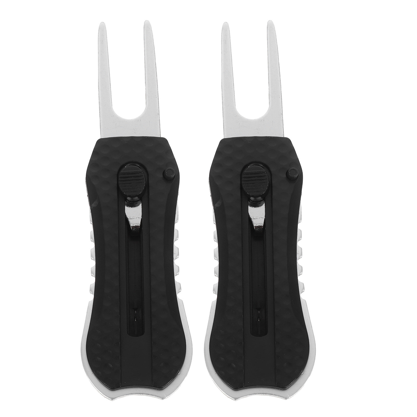 Golf Equipment Essentials - Golf-Divot-Reparaturwerkzeug, faltbare Edelstahl-Green-Gabel mit Knopfverschluss, Rasenreparatur-Ausrüstung,